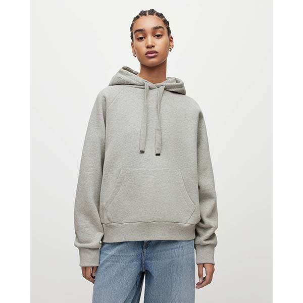 Allsaints Australia Womens Talon Pullover Embroidered Hoodie Grey AU07-653